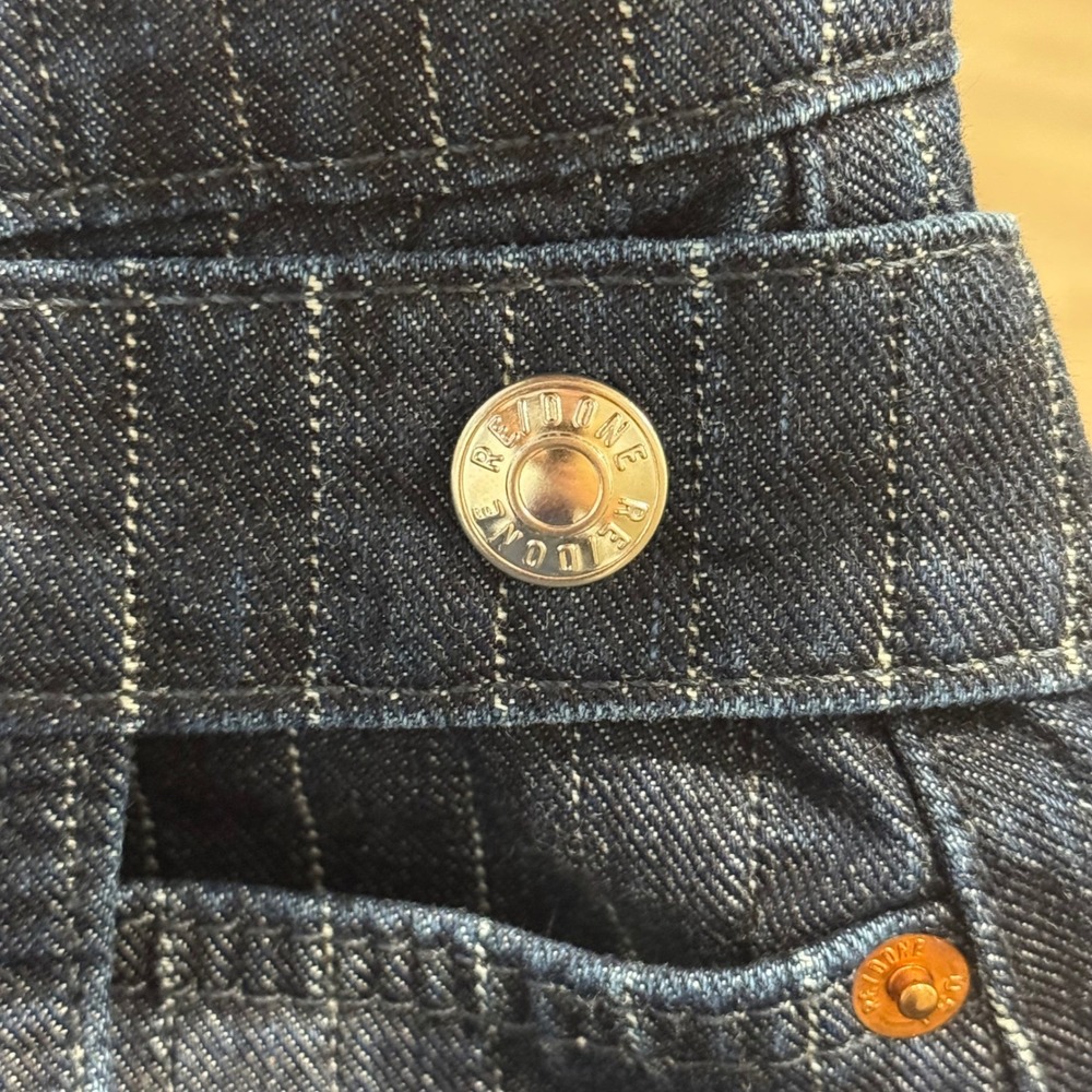 NWT RE/DONE Indigo Pinstripe Denim Tennis Wrap Skirt – Size‎ 24 (runs larger) - Picture 14 of 16